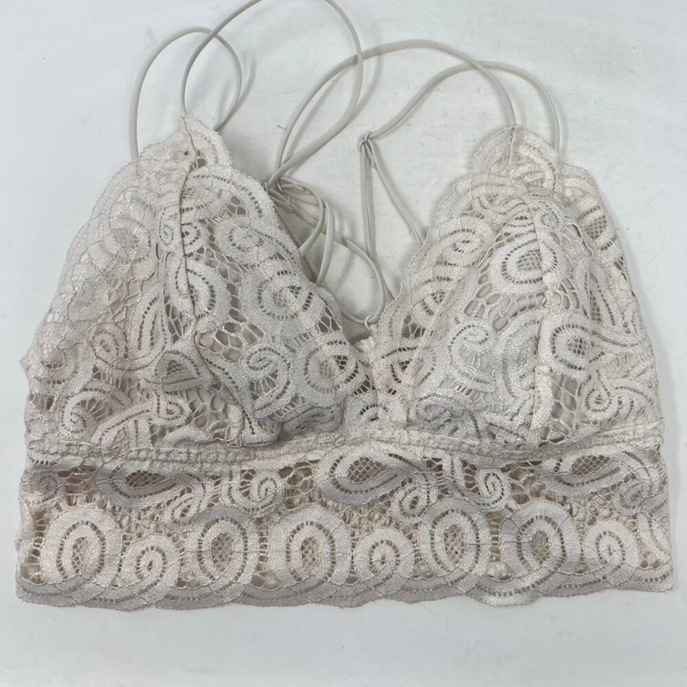 PINK Victoria Secret Lace Longline Smocked Back Adjustable Strap Bralette Medium